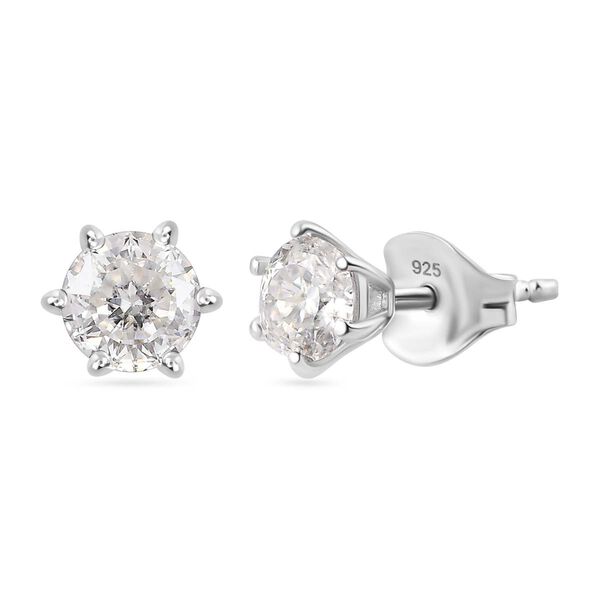 100 Facetten Moissanit Ohrringe 925 Silber rhodiniert ca. 0.93 ct image number 0