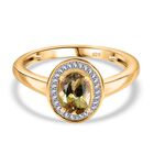 AA Natürlicher goldener Tansanit, Weißer Diamant Ring 925 Silber 750 Gelbgold Vermeil (Größe 18.00) ca. 0,84 ct