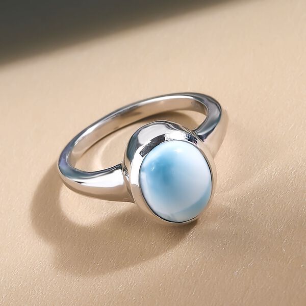 Larimar-Ring, 925 Silber platiniert  ca. 3,06 ct image number 2
