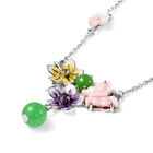 JARDIN KOLLEKTION - grüne Jade und rosa Perlmutt-Halskette, 925 Silber rhodiniert ca. 14,15 ct image number 2