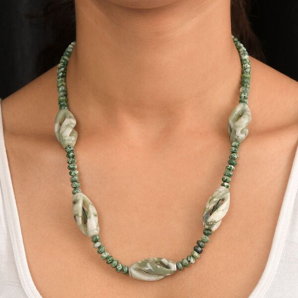 Sesam Jaspis und Grünfleck Achat 50cm Halskette - 266 ct. image number 3