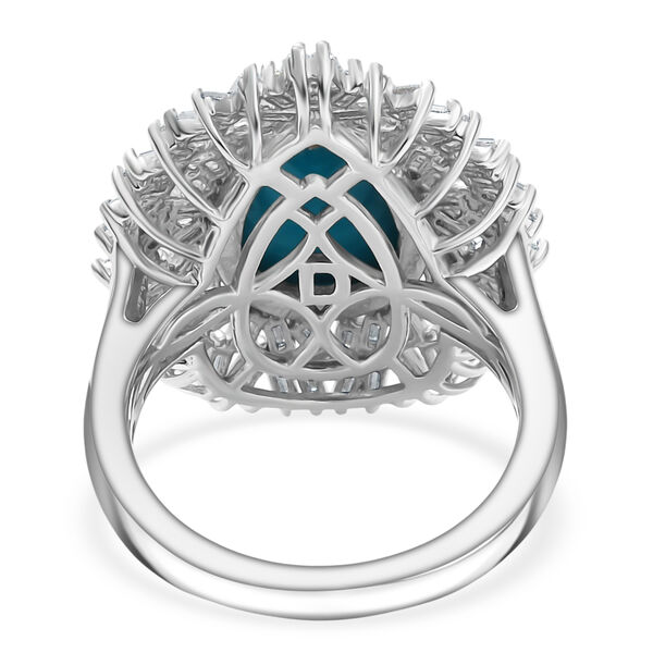 D joy Sleeping Beauty Türkis, Moissanit Ring 925 Silber rhodiniert (Größe 19.00) ca. 4.76 ct image number 6