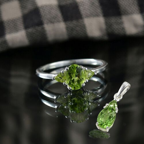 Peridot Schmuckset 925 Silber ca. 2,24 ct. image number 1