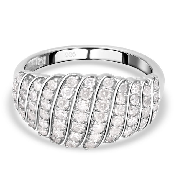 Weißer Diamant Ring, 925 Silber platiniert (Größe 18.00) ca., Kuppel 1.00 ct image number 0
