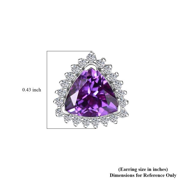 LUXURIANT DIAMOND- zertifiziert und gepr&uuml;ft AAA Labor Lila Saphir und Labor Diamant Ohrringe in 417 Wei&szlig;gold - 0,27 ct. image number 4