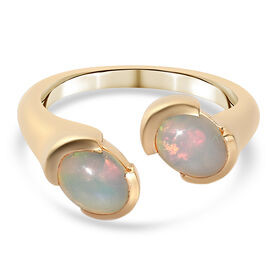 Natürlicher Äthiopischer Opal Bypass Ring 925 Silber vergoldet  ca. 1,10 ct
