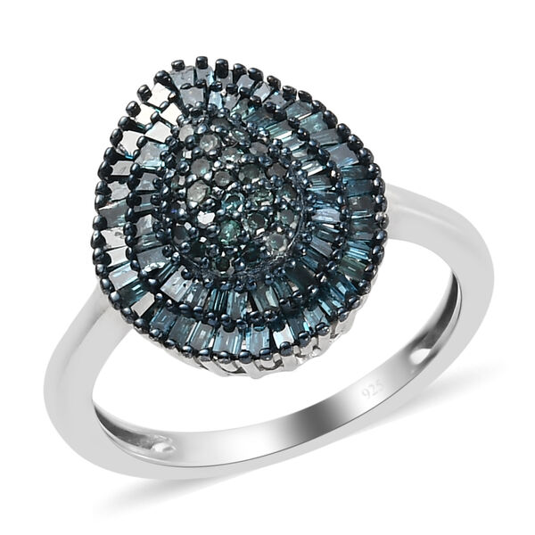Blauer Diamant Ring 925 Silber platiniert  ca. 0,50 ct image number 4