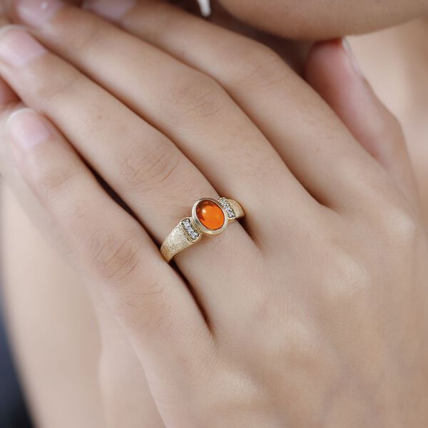 AA orange &auml;thiopischer Welo Opal und Zirkon-Ring - 0,85 ct. image number 3