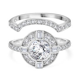 LUSTRO STELLA - 2er Set Weißer Zirkonia Ring 925 Silber rhodiniert (Größe 19.00)