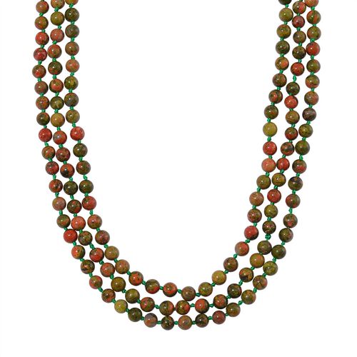 Dreilagige Unakite-Halskette, 150cm - 375 ct. image number 0