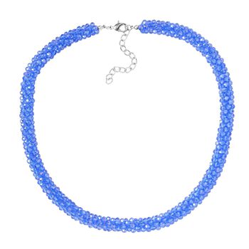 Blaue Kristallperlen-Halskette, ca. 50 cm+ 5 cm Extender