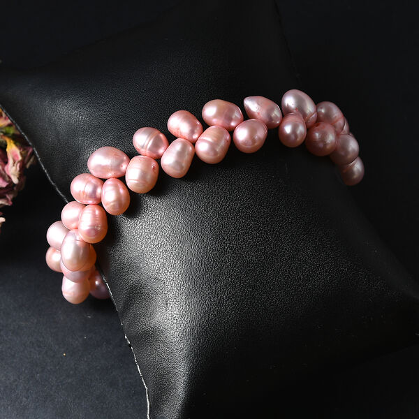 Rosa gefärbtes Süßwasserperle Armband, 19+5cm image number 2