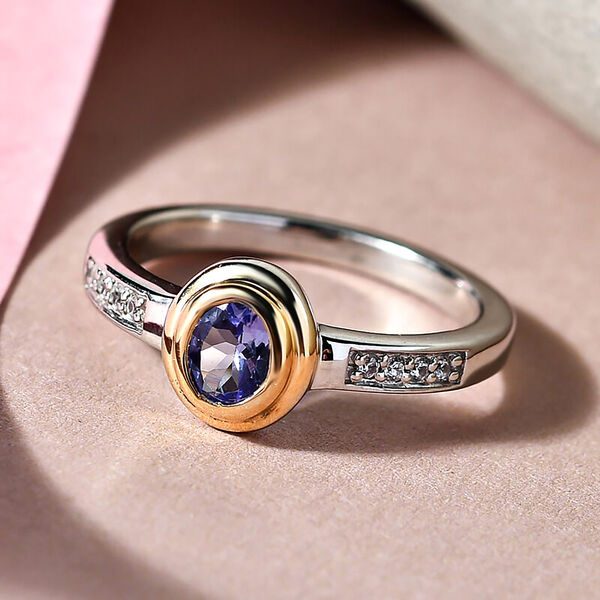 Tansanit und Zirkon Ring, 925 Silber Bicolor  ca. 0,40 ct image number 3