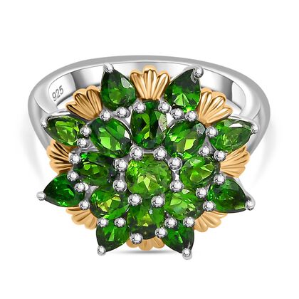 Nat&uuml;rlicher Chromdiopsid Ring 925 Silber rhodiniert (Gr&ouml;&szlig;e 20.00) ca. 3,18 ct