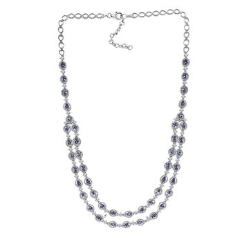 AA Tansanit und Zirkon Halskette, 45 cm - 8,86 ct.