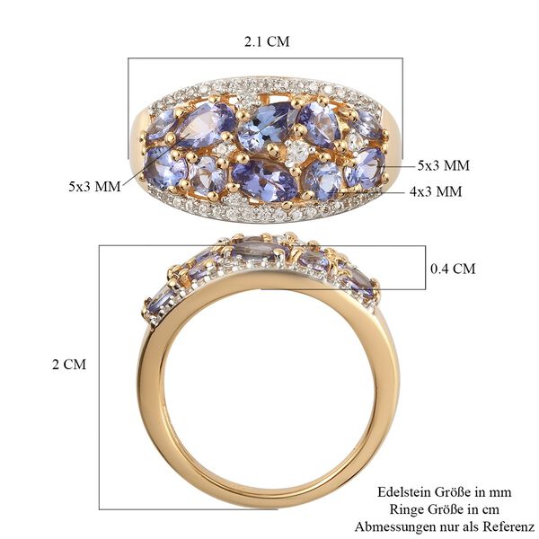 Tansanit und Zirkon Cluster Ring 925 Silber Gelbgold Vermeil image number 7