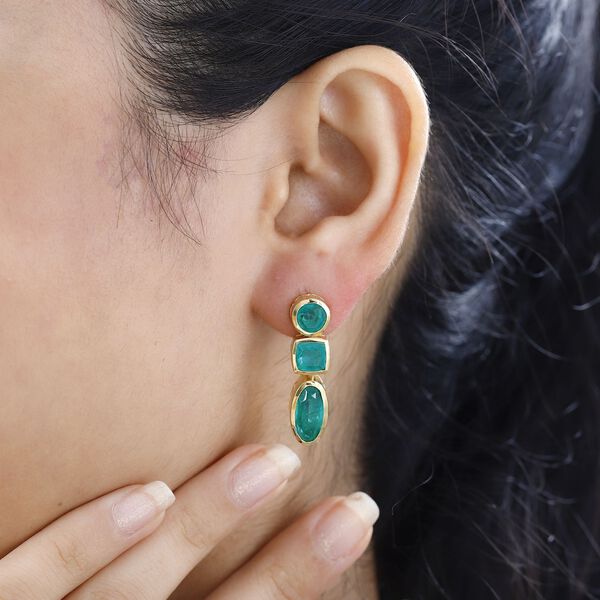 Smaragd Triplett Quarz Ohrringe - 9,48 ct. image number 3