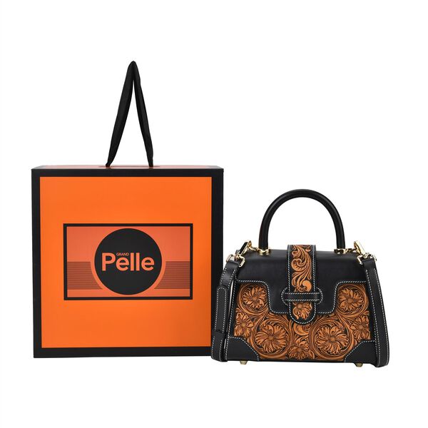 Grand Pelle  - Echtleder Handtasche, schwarz image number 8