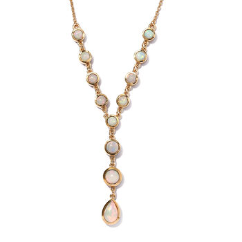 Nat&uuml;rliche, &auml;thiopische Opal-Halskette, ca. 45 cm, 925 Silber vergoldet ca. 4.00 ct