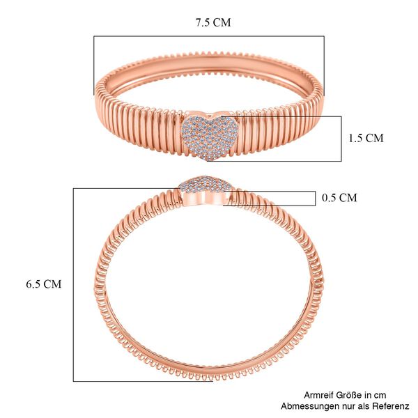 Weißer Zirkonia Armreif ca. 19 cm Nickelfreies Messing, Roséfarben image number 6