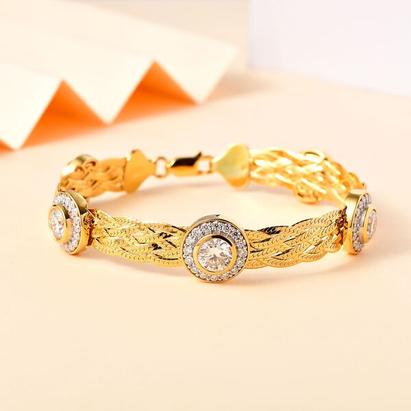 Designer-inspirierter Moissanit Armband ca. 19 cm 925 Silber 750 Gelbgold Vermeil ca. 6.87 ct image number 2