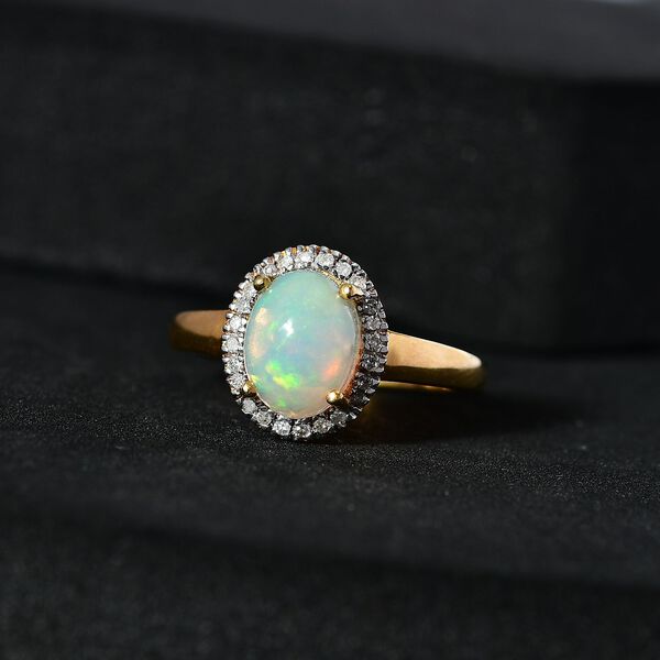 Natürlicher, äthiopischer Welo Opal und Diamant-Ring - 1,23 ct. image number 3