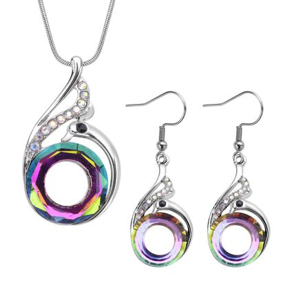DIAMOON 2er-Set- mehrfarbige Kristall-Anhänger und Ohrringe - 34,50 ct.