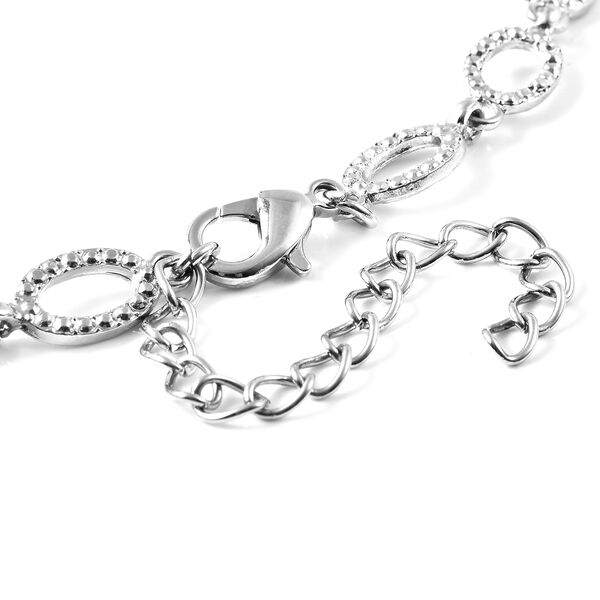 2er Set - Wei&szlig;er Kristall, Wei&szlig;e Muschelkernperle Ohrringe und Halskette ca. 50 cm + 7.5 cm Extender image number 4