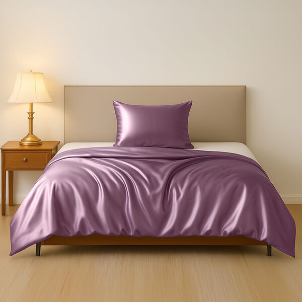 Serenity Night - 100% Maulbeerseide Sommerseidendecke mit Seidenf&uuml;llung Daunenkissen und Seidenkissenbezug Rosa image number 0