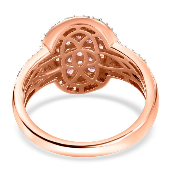 Rosa Saphir und Zirkon Ring 925 Silber Rose Gold-Überzug image number 7