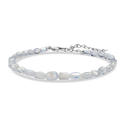 D'Joy AAA Meetiyagoda Regenbogen Mondstein Armband ca. 19 cm + 5 cm Extender, 925 Silber rhodiniert ca. 25.00 ct