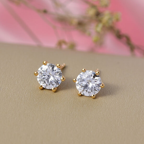 D'Joy Moissanit Ohrringe, 925 Silber vergoldet - 1,90 ct. image number 2