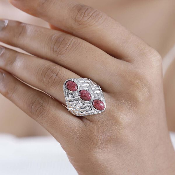 AA Norwegischer Thulit Ring, Silberfarben, (Größe 17.00) ca. 3.06 ct image number 3