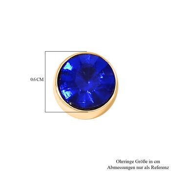 12er-Set- Austauschbare mehrfarbige Kristall-Ohrstecker in Goldton