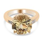 Ouro Verde-Quarz und Zirkon Ring 925 Silber vergoldet (Größe 16.00) ca. 4,41 ct
