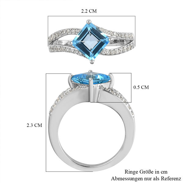 Schweizer Blautopas und Zirkon Ring 925 Silber platiniert  ca. 2,54 ct image number 7