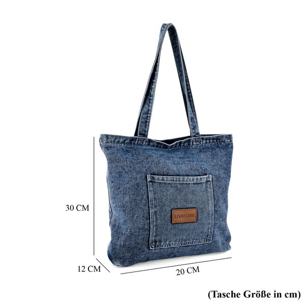LIVMORE Shopper Tasche mit Rei&szlig;verschlussfach und Innenfach 42 x 34 x 8 cm Hellblau image number 9