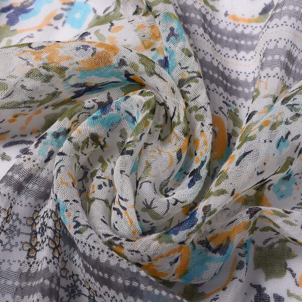 Bedruckter Schal mit Quasten, 55x195+10 cm, Gr&uuml;n image number 5