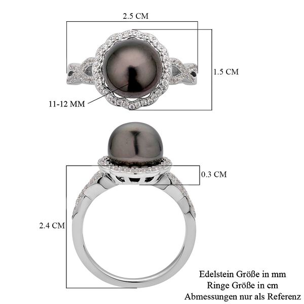 Tahiti Perle und weißer Zirkon-Ring image number 7
