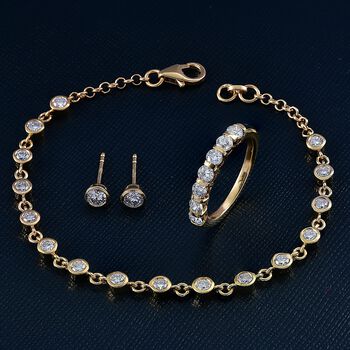 LUXURIANT DIAMOND - Lab Grown Diamant Schmuckset 925 Silber 750 Gelbgold vermeil (Gr&ouml;&szlig;e 17) ca. 2.80 ct