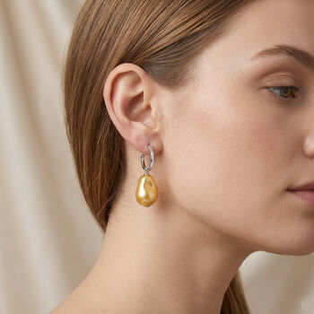 EverTrue goldene Muschelkernperle Ohrringe