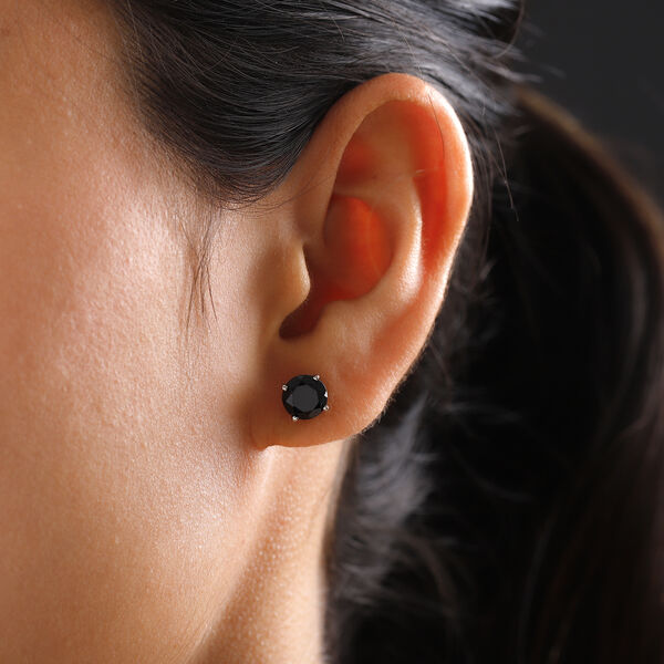 Schwarzer Spinell Ohrstecker 925 Silber platiniert ca. 3,30 ct image number 3