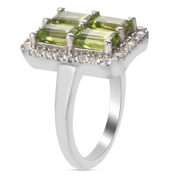 Peridot und Zirkon Ring 925 Silber Platin-&Uuml;berzug image number 5
