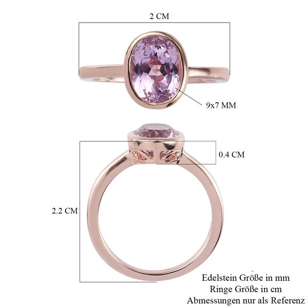 Martha Rocha Kunzite Solit&auml;r Ring 925 Silber Rosegold image number 6