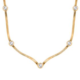 J Francis gefertigt mit SWAROVSKI-  Swarovski Zirkonia Halskette, 45cm, 925 Silber 750 Gelbgold Vermeil