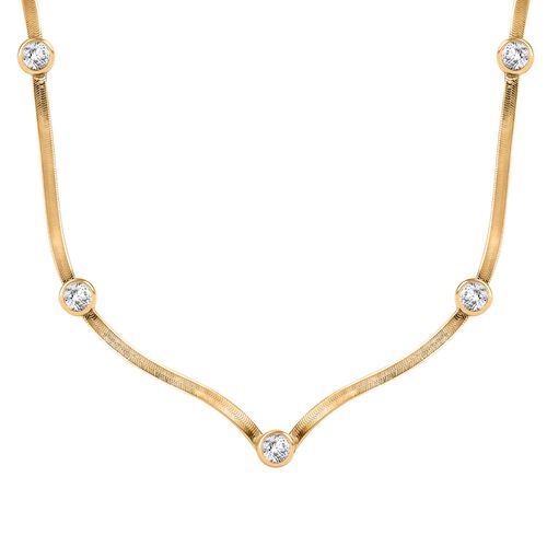 J Francis gefertigt mit SWAROVSKI-  Swarovski Zirkonia Halskette, 45cm, 925 Silber 750 Gelbgold Vermeil image number 0