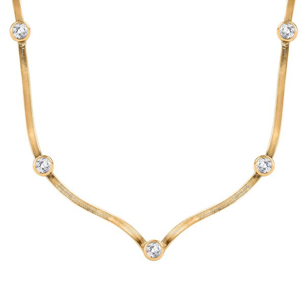 J Francis gefertigt mit SWAROVSKI-  Swarovski Zirkonia Halskette, 45cm, 925 Silber 750 Gelbgold Vermeil image number 0