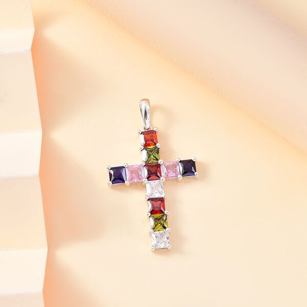 Weißer Zirkonia, Rosa Zirkonia Anhänger 925 Silber image number 2