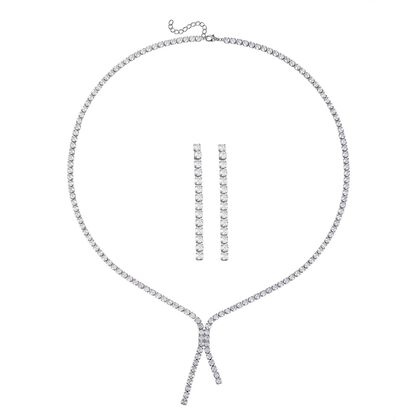 Weißer Zirkonia Schmuckset Reines Messing ca. 2.05 ct