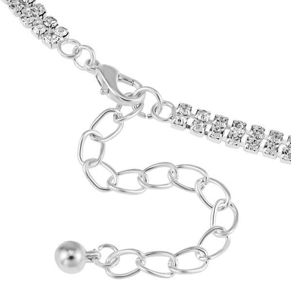 2er-Set - wei&szlig;e Kristall-Halskette und Ohrringe in Silberton - 12 ct. image number 3